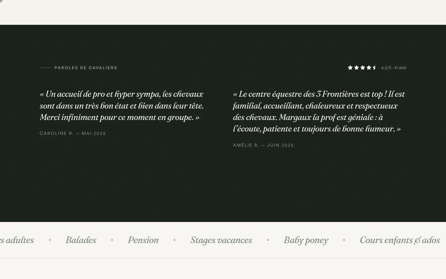 Exemple de site internet premium pour centre équestre réalisé par Belvédère — capture 3