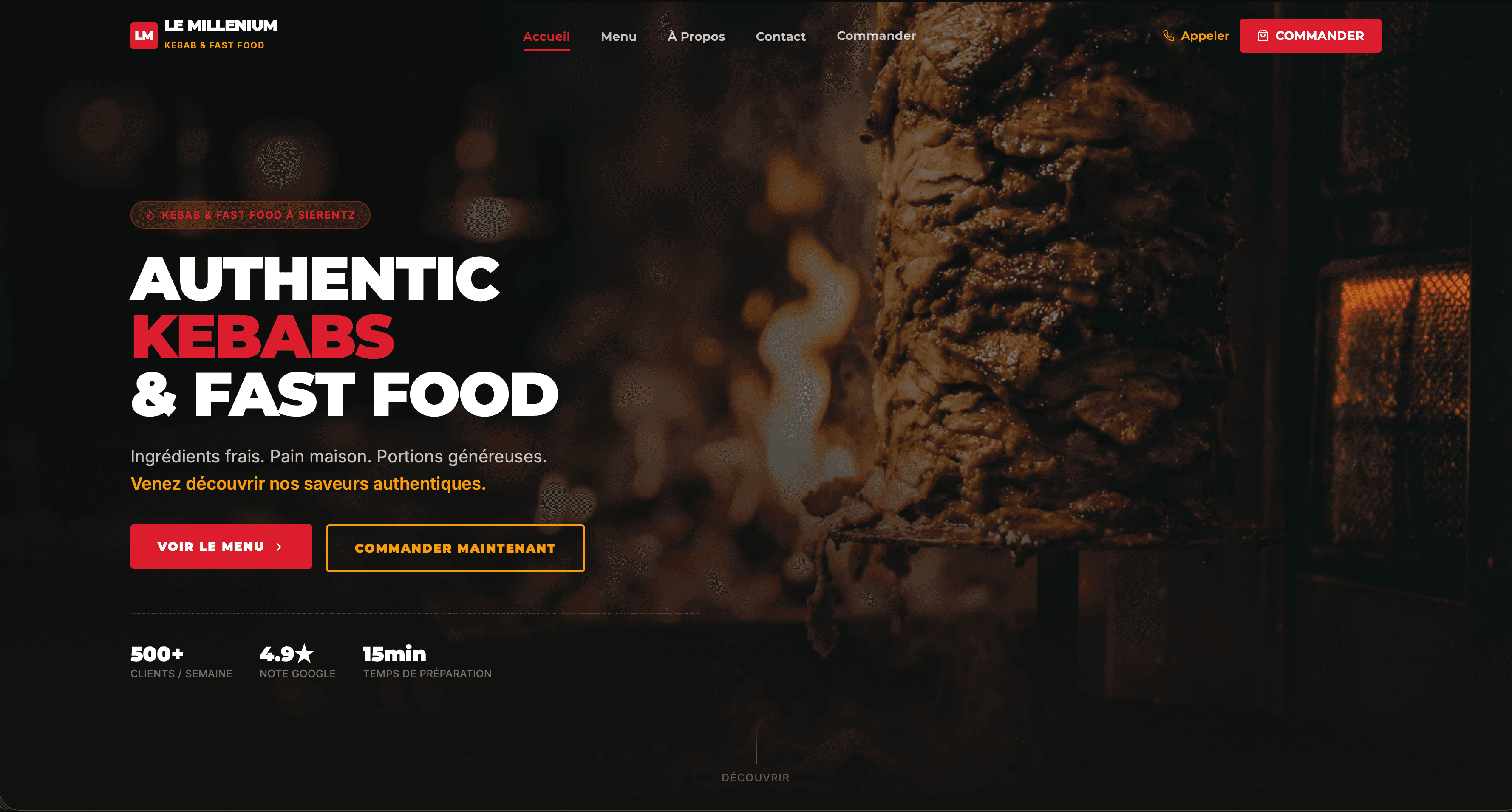 Exemple de site vitrine pour restaurant créé par Belvédère