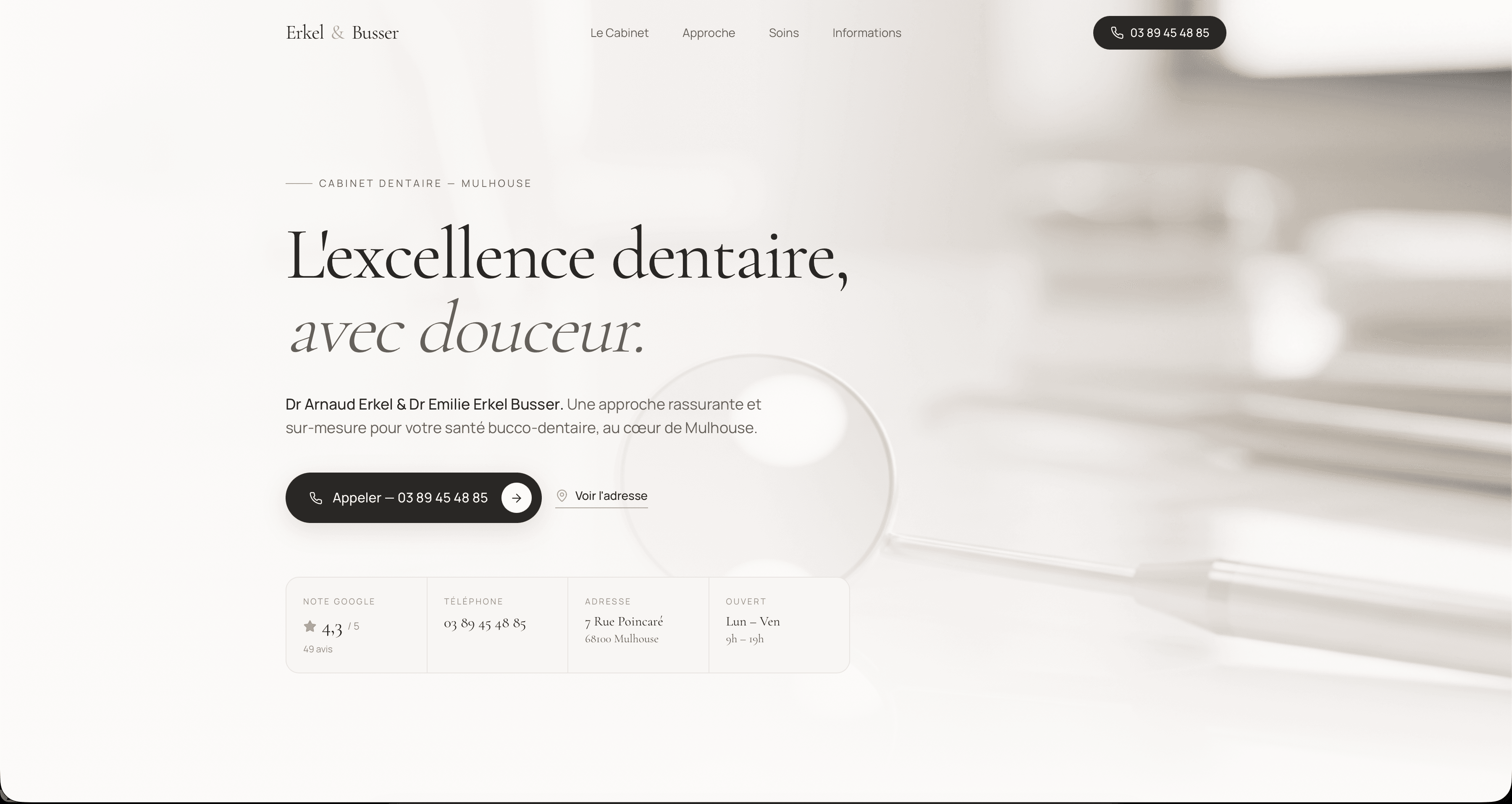 Exemple de site vitrine pour cabinet dentaire réalisé par Belvédère