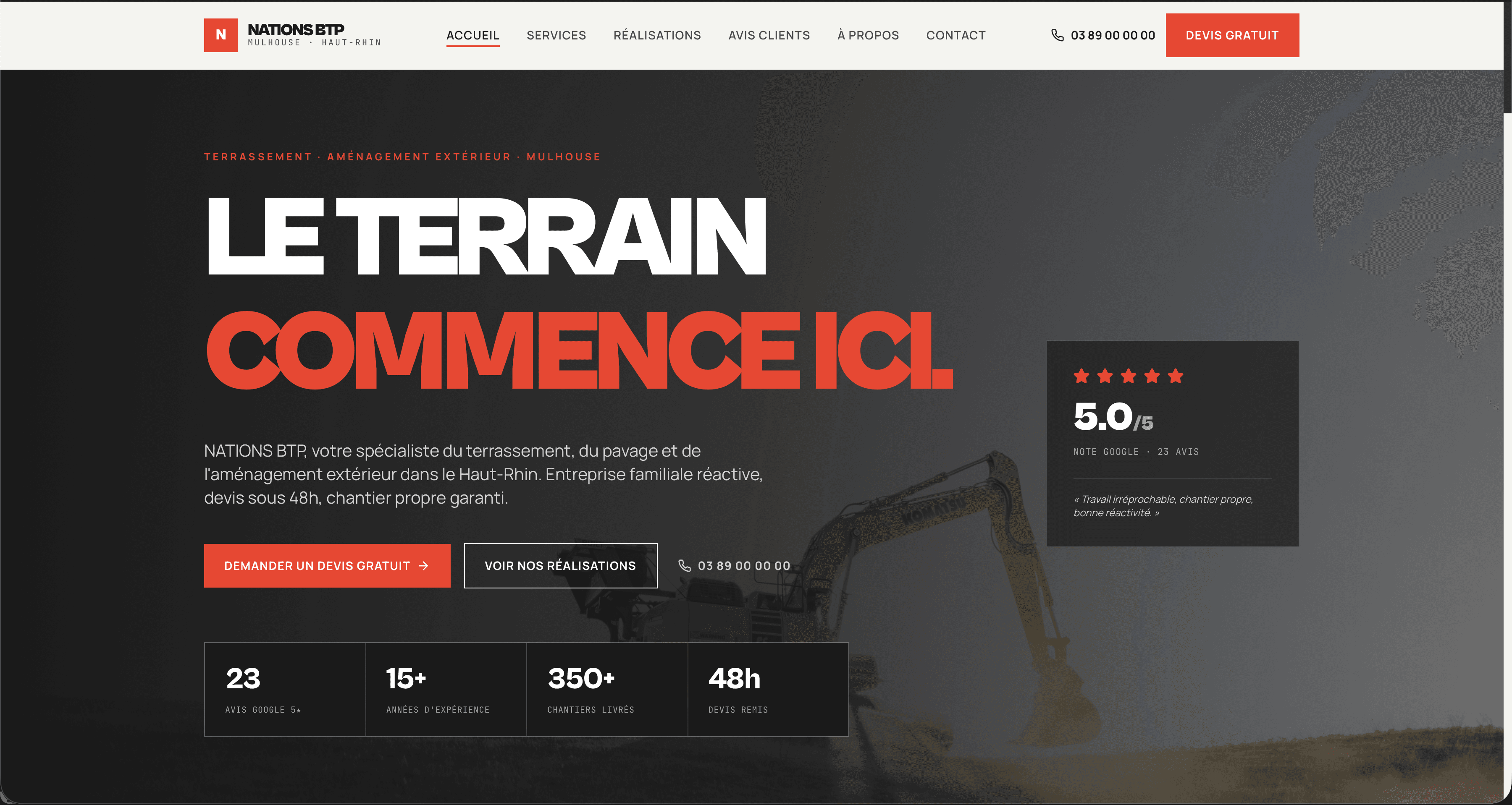 Aperçu du site Entreprise BTP — Mulhouse