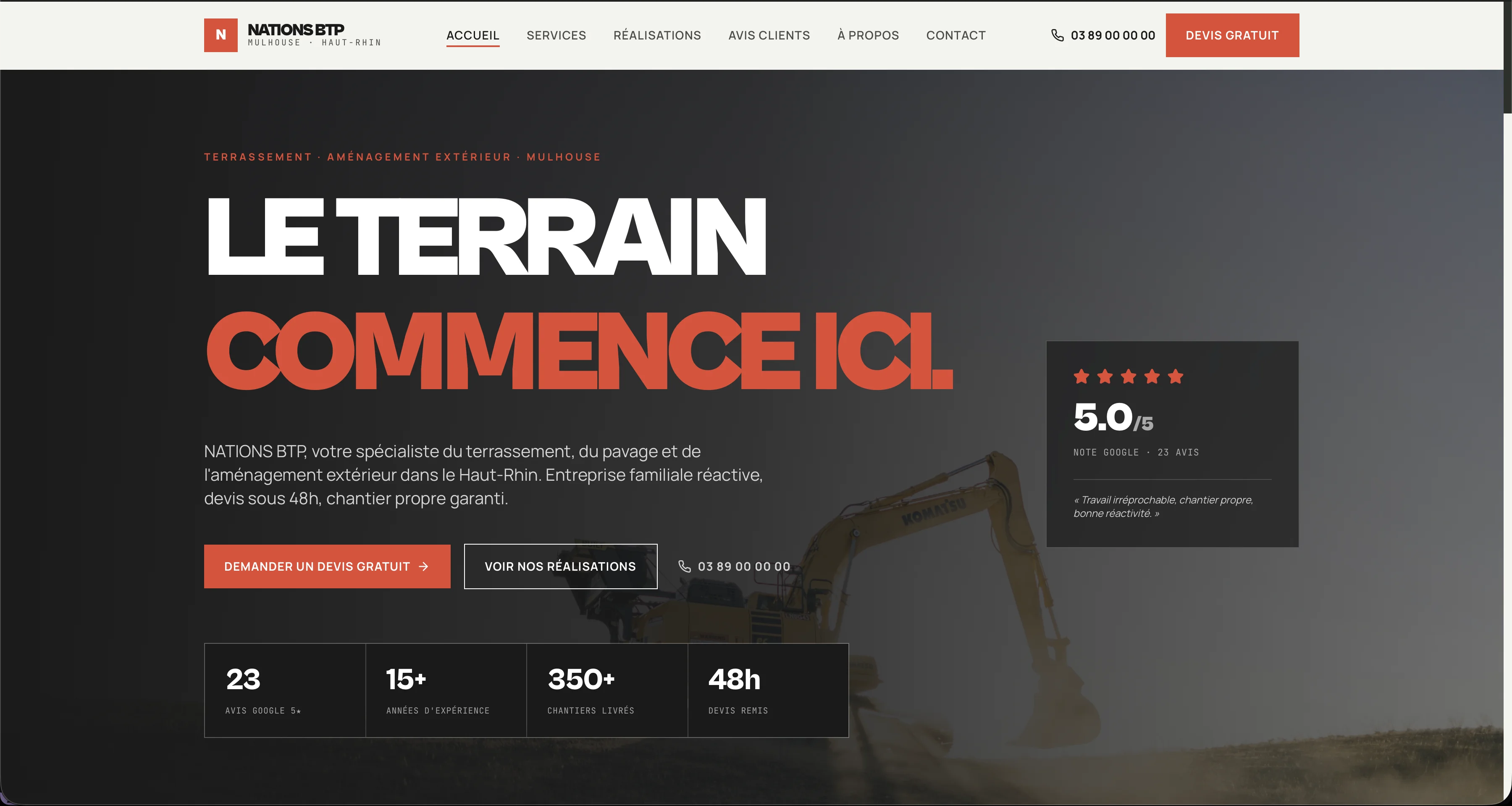 Aperçu du site Entreprise BTP — Mulhouse